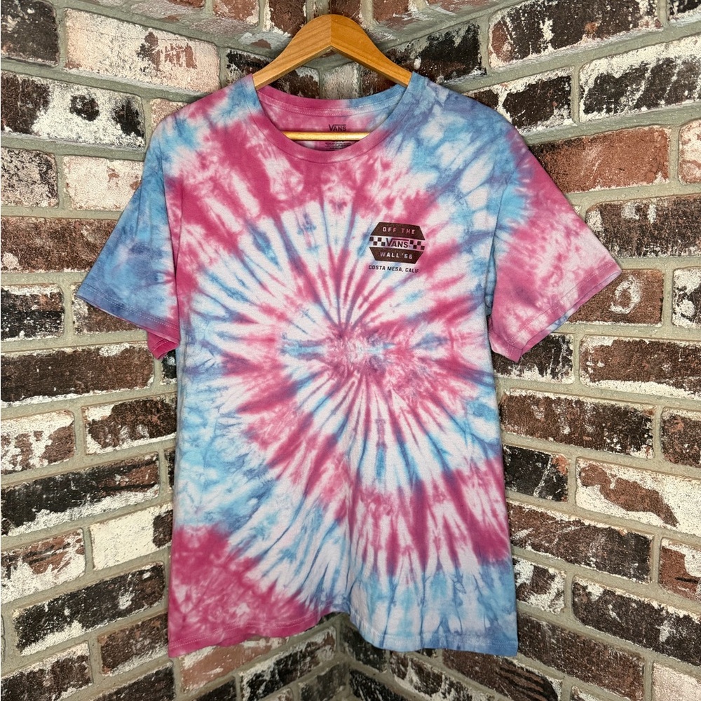 Vans Off The Wall Costa Mesa California Graphic Logo Custom Colorful Spiral Tee - Picture 2 of 7
